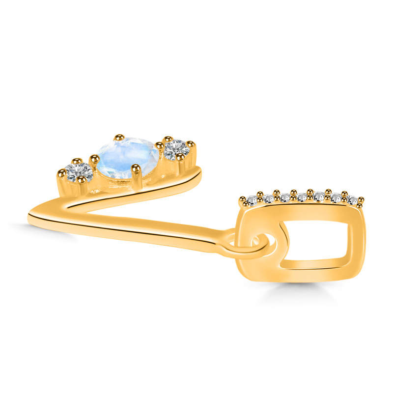 Moonstone & White Topaz Alphabet V Pendant RBM-RDA-100.
