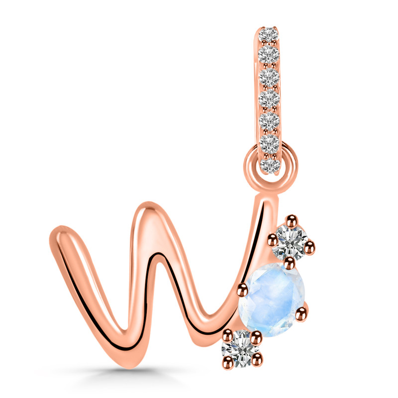 Moonstone & White Topaz Alphabet W Pendant RBM-RDA-101.