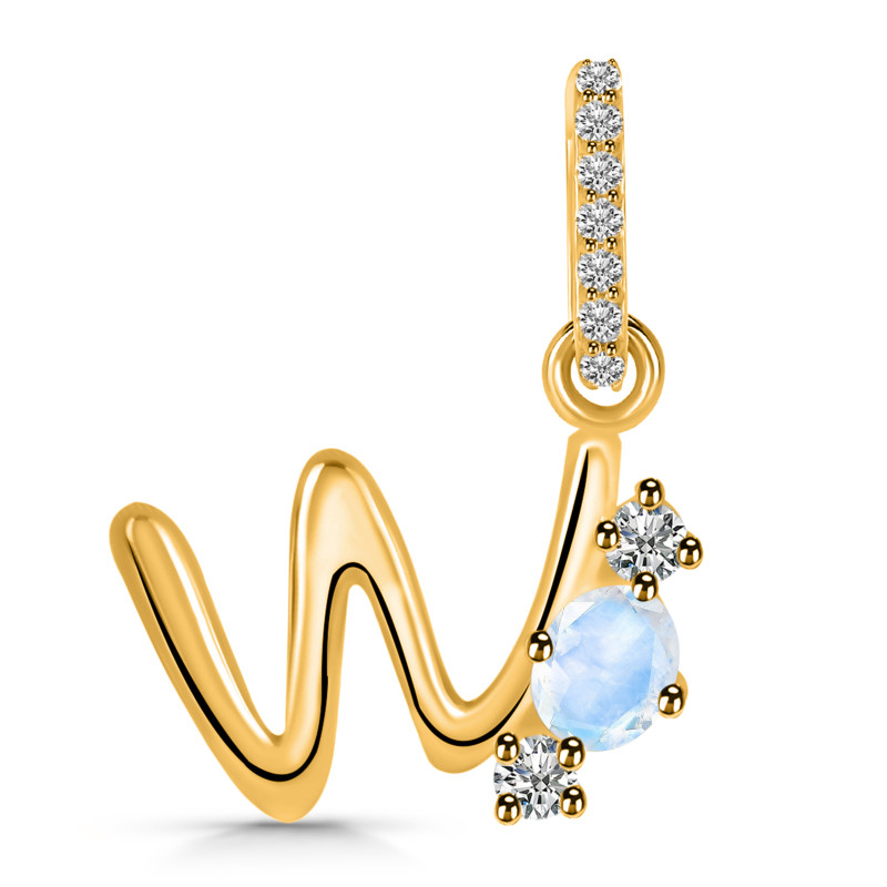 Moonstone & White Topaz Alphabet W Pendant RBM-RDA-101.