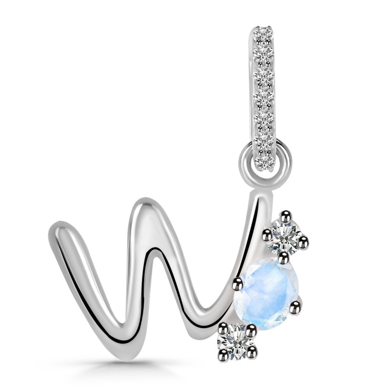 Moonstone & White Topaz Alphabet W Pendant RBM-RDA-101.
