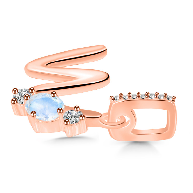 Moonstone & White Topaz Alphabet W Pendant RBM-RDA-101.