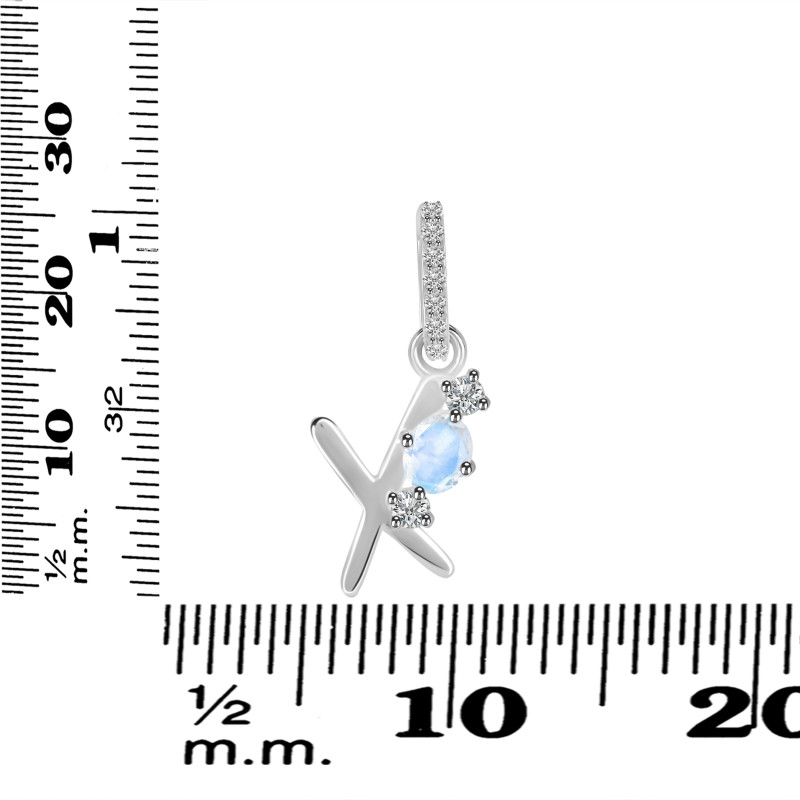 Moonstone & White Topaz Alphabet X Pendant RBM-RDA-102.