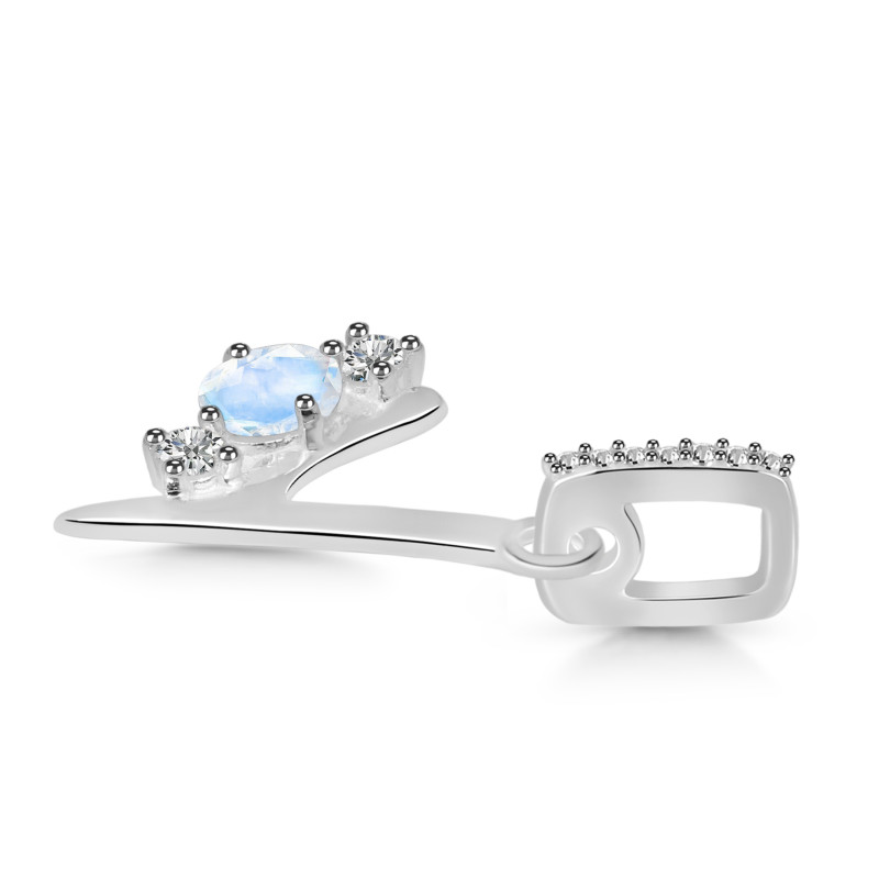 Moonstone & White Topaz Alphabet Y Pendant