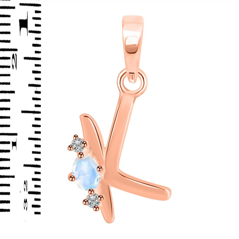 Moonstone & White Topaz Alphabet K Pendant RBM-RDA-11.