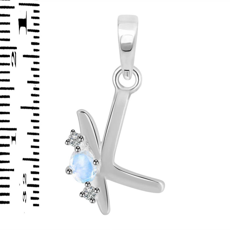 Moonstone & White Topaz Alphabet K Pendant RBM-RDA-11.