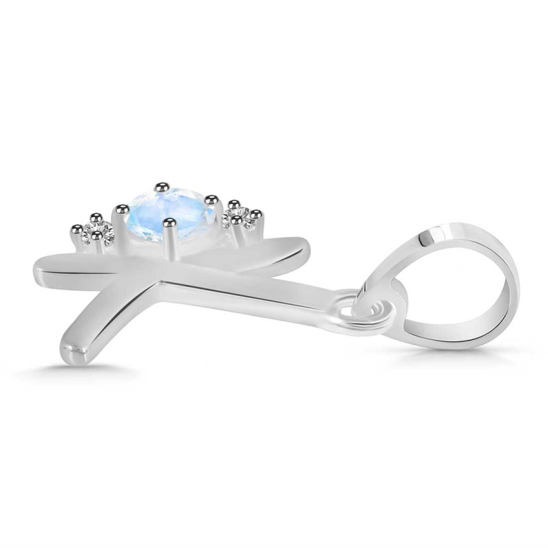 Moonstone & White Topaz Alphabet K Pendant