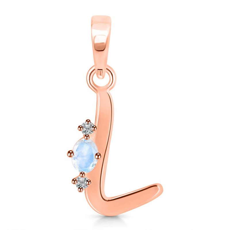 Moonstone & White Topaz Alphabet L Pendant RBM-RDA-12.