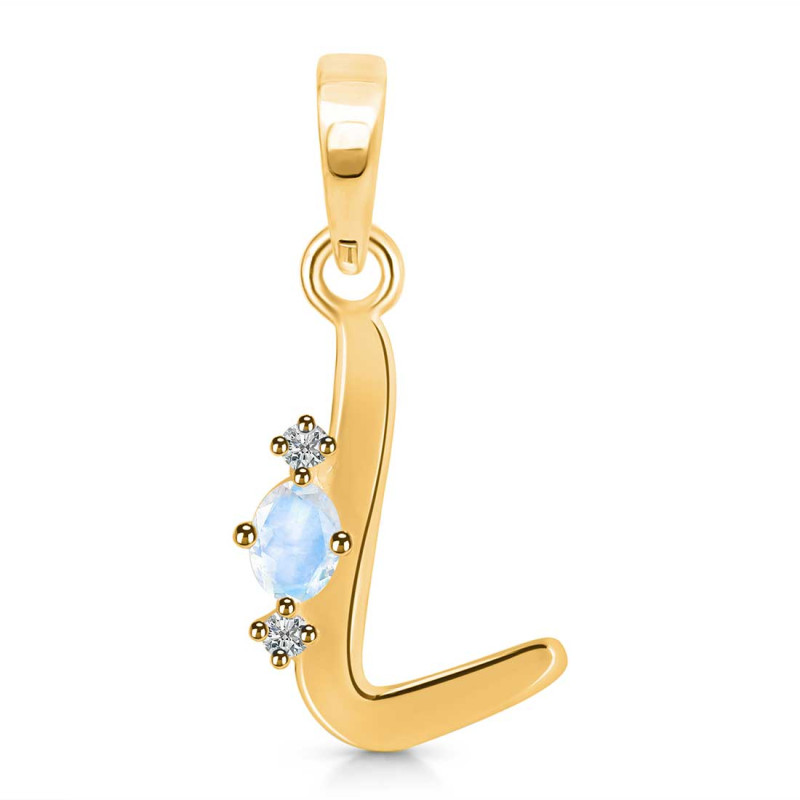 Moonstone & White Topaz Alphabet L Pendant RBM-RDA-12.