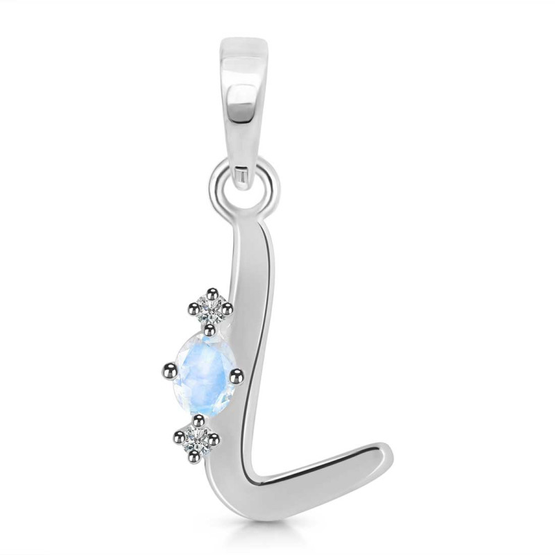 Moonstone & White Topaz Alphabet L Pendant RBM-RDA-12.