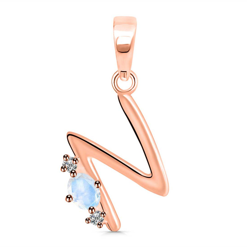 Moonstone & White Topaz Alphabet N Pendant RBM-RDA-14.