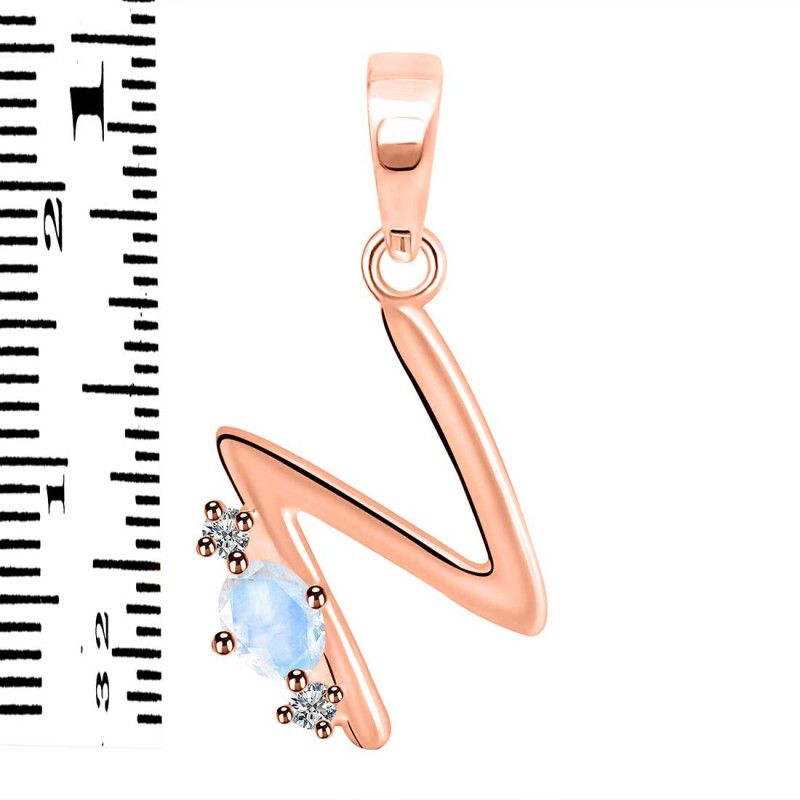 Moonstone & White Topaz Alphabet N Pendant RBM-RDA-14.