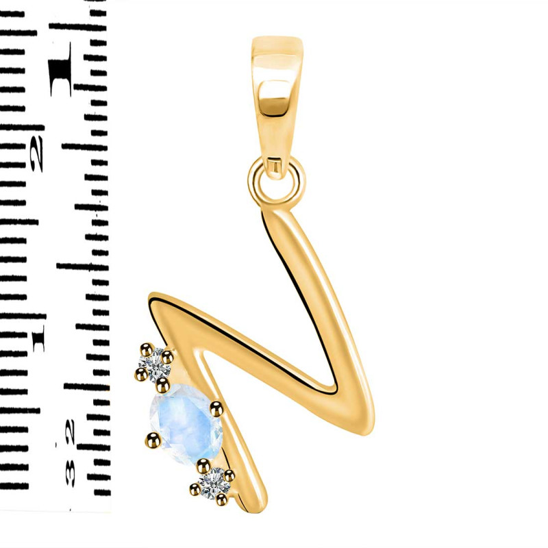 Moonstone & White Topaz Alphabet N Pendant RBM-RDA-14.