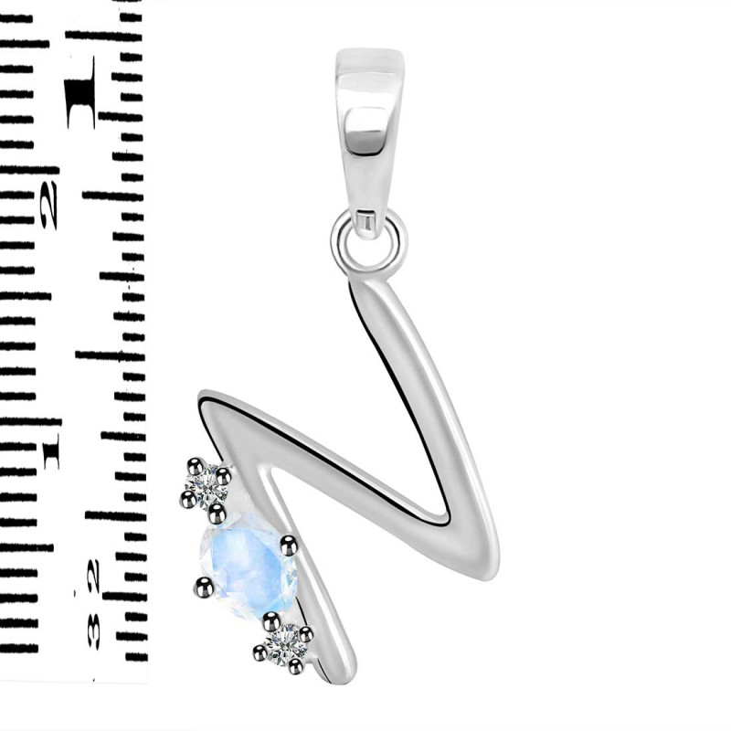 Moonstone & White Topaz Alphabet N Pendant RBM-RDA-14.