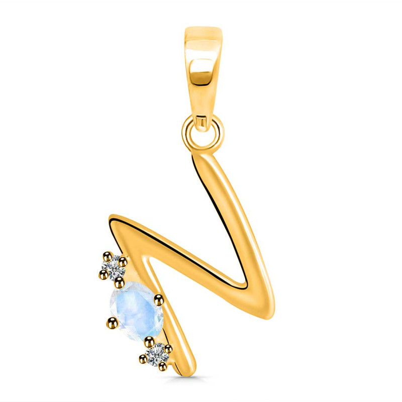 Moonstone & White Topaz Alphabet N Pendant RBM-RDA-14.