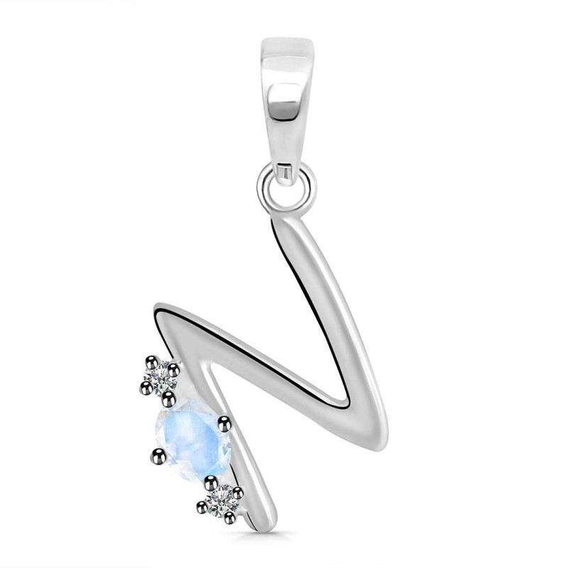 Moonstone & White Topaz Alphabet N Pendant RBM-RDA-14.