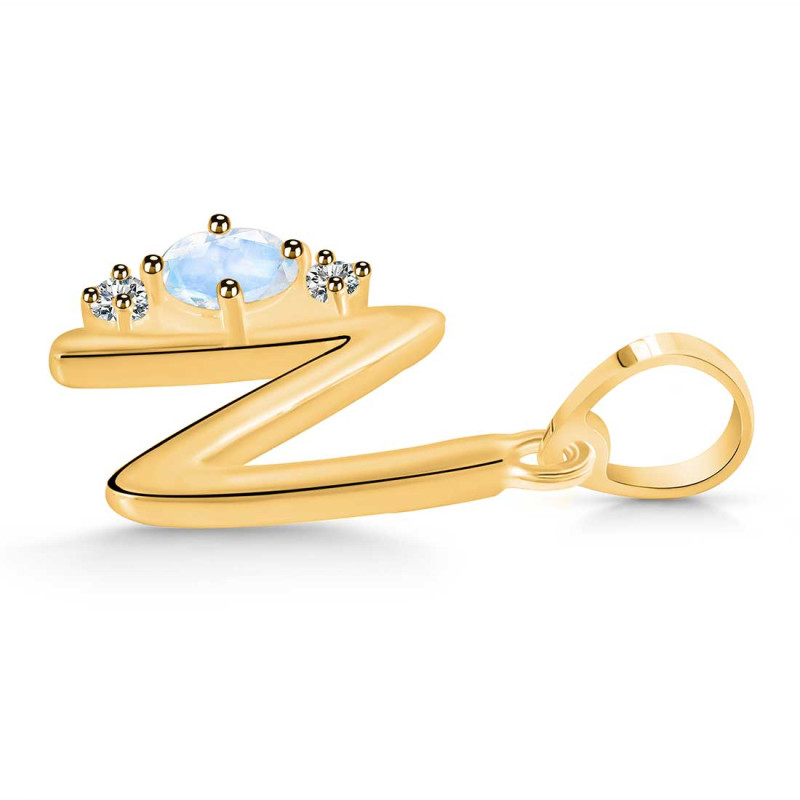 Moonstone & White Topaz Alphabet N Pendant RBM-RDA-14.