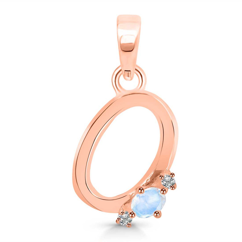 Moonstone & White Topaz Alphabet O Pendant RBM-RDA-15.