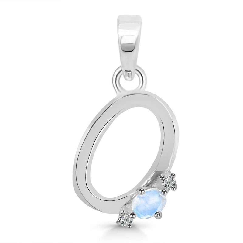 Moonstone & White Topaz Alphabet O Pendant RBM-RDA-15.