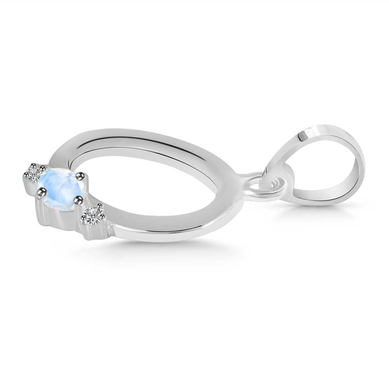 Moonstone & White Topaz Alphabet O Pendant