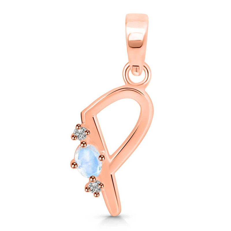 Moonstone & White Topaz Alphabet P Pendant RBM-RDA-16.