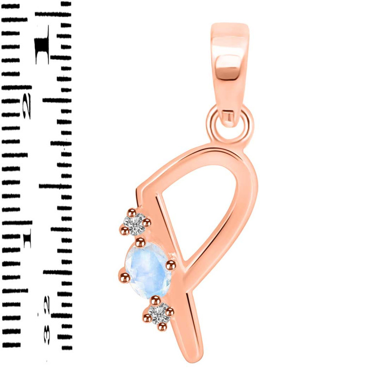 Moonstone & White Topaz Alphabet P Pendant RBM-RDA-16.