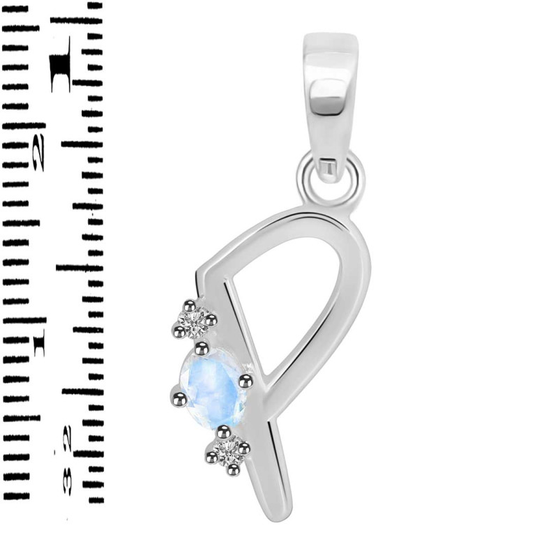 Moonstone & White Topaz Alphabet P Pendant RBM-RDA-16.