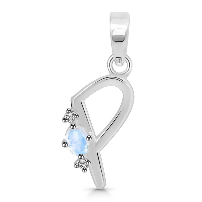 Moonstone & White Topaz Alphabet P Pendant RBM-RDA-16.