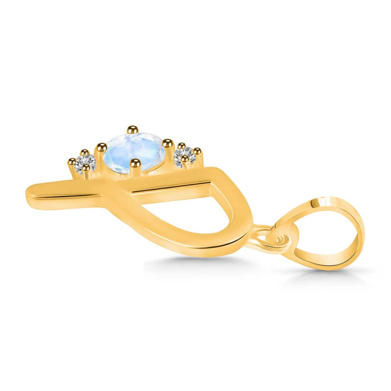Moonstone & White Topaz Alphabet P Pendant RBM-RDA-16.