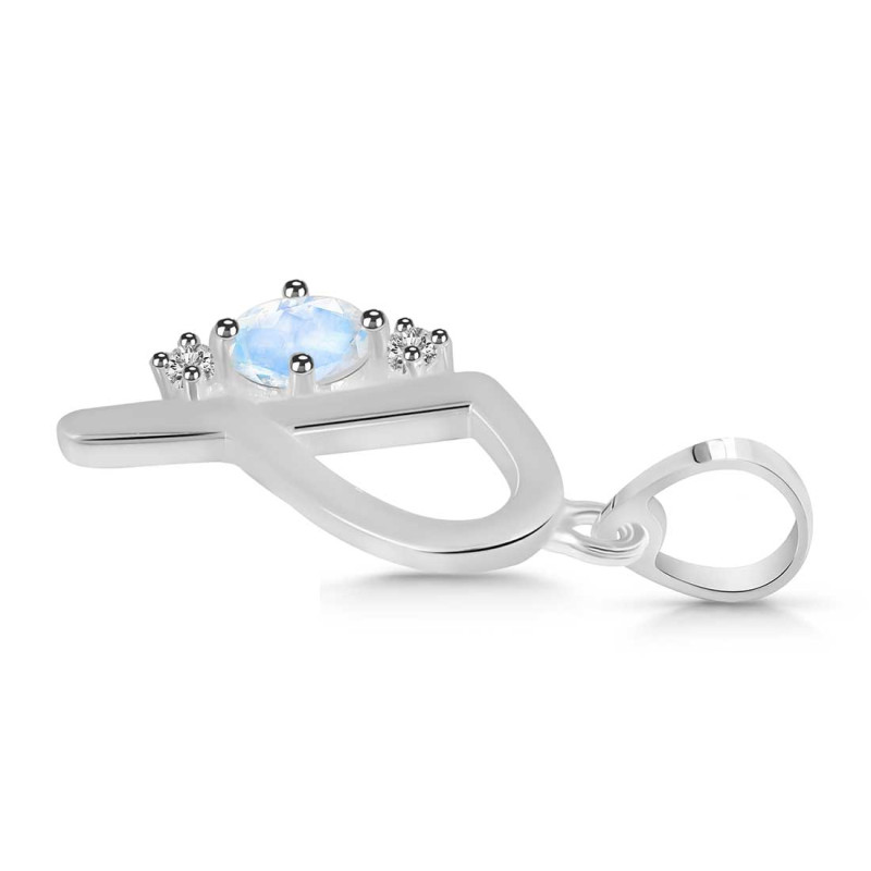 Moonstone & White Topaz Alphabet P Pendant