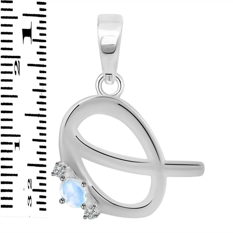 Moonstone & White Topaz Alphabet Q Pendant RBM-RDA-17.