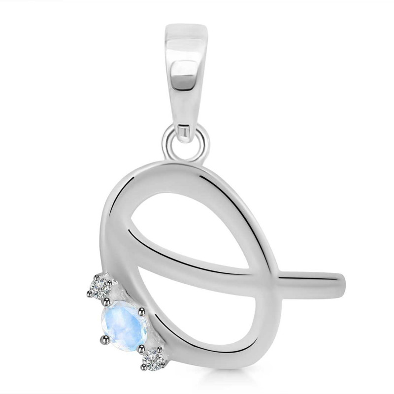 Moonstone & White Topaz Alphabet Q Pendant RBM-RDA-17.