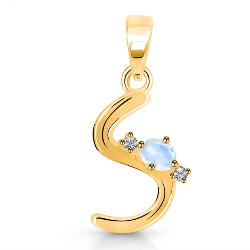 Moonstone & White Topaz Alphabet S Pendant RBM-RDA-19.