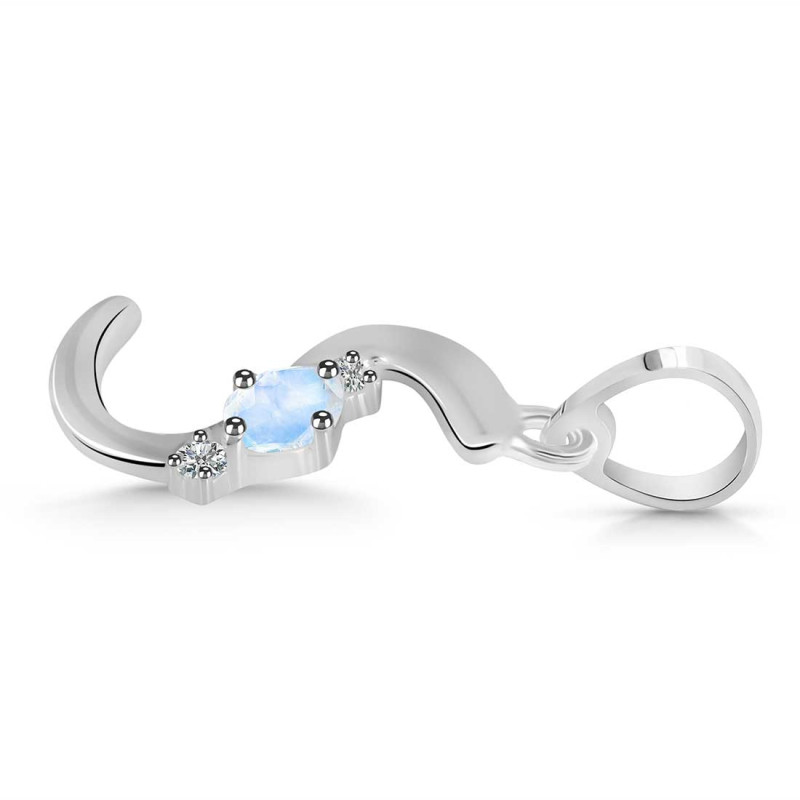 Moonstone & White Topaz Alphabet S Pendant