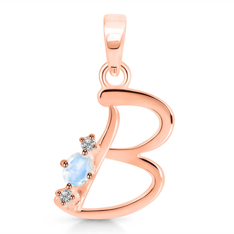 Moonstone & White Topaz Alphabet B Pendant RBM-RDA-2.
