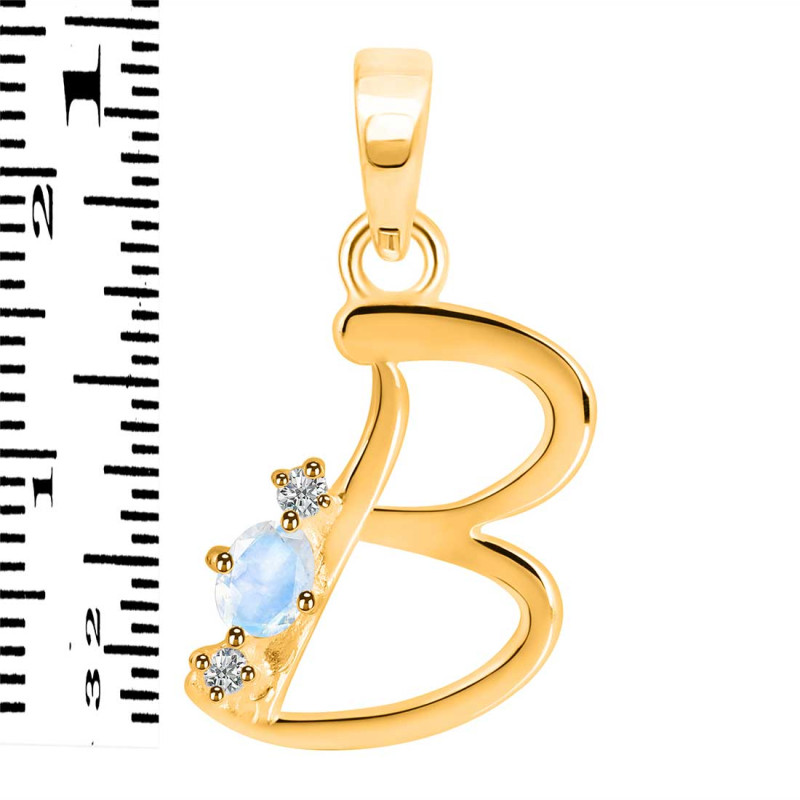Moonstone & White Topaz Alphabet B Pendant RBM-RDA-2.