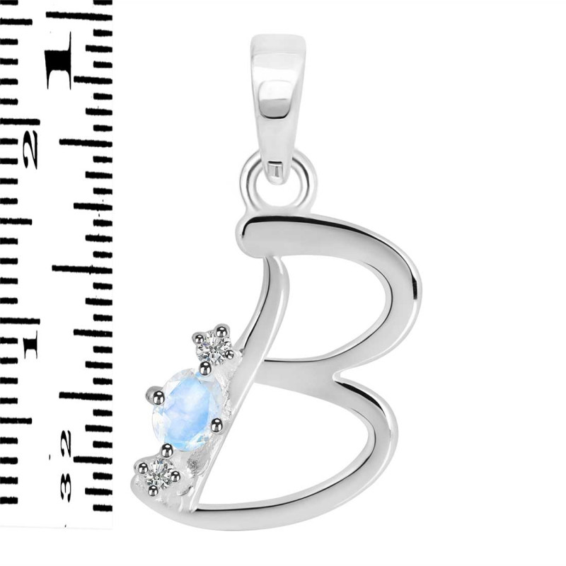 Moonstone & White Topaz Alphabet B Pendant RBM-RDA-2.