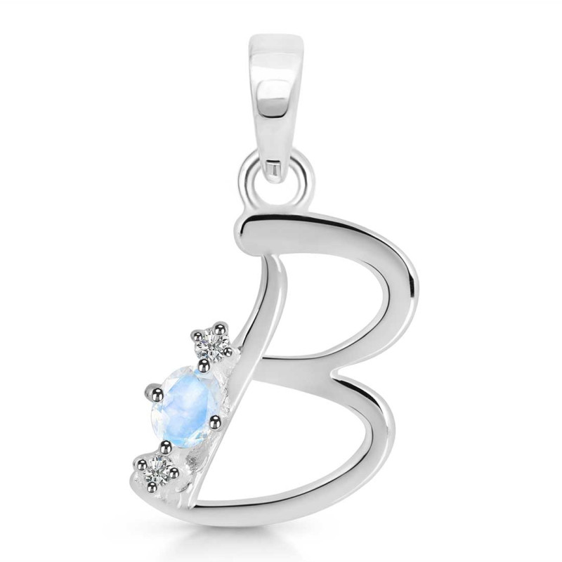 Moonstone & White Topaz Alphabet B Pendant RBM-RDA-2.