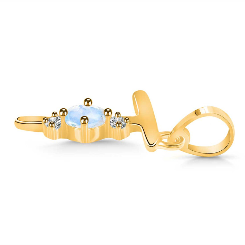 Moonstone & White Topaz Alphabet T Pendant RBM-RDA-20.