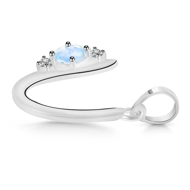 Moonstone & White Topaz Alphabet U Pendant