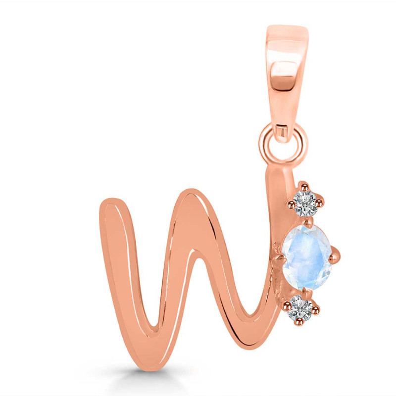 Moonstone & White Topaz Alphabet W Pendant RBM-RDA-23.