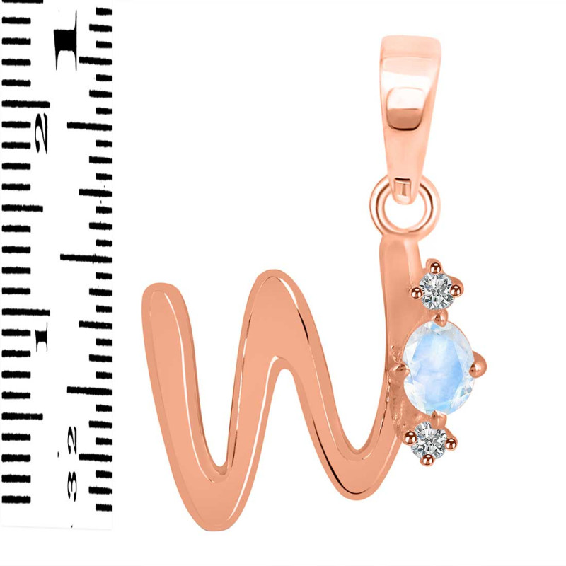 Moonstone & White Topaz Alphabet W Pendant RBM-RDA-23.