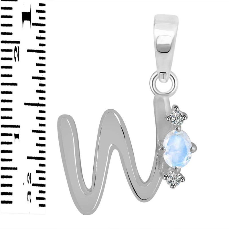 Moonstone & White Topaz Alphabet W Pendant RBM-RDA-23.
