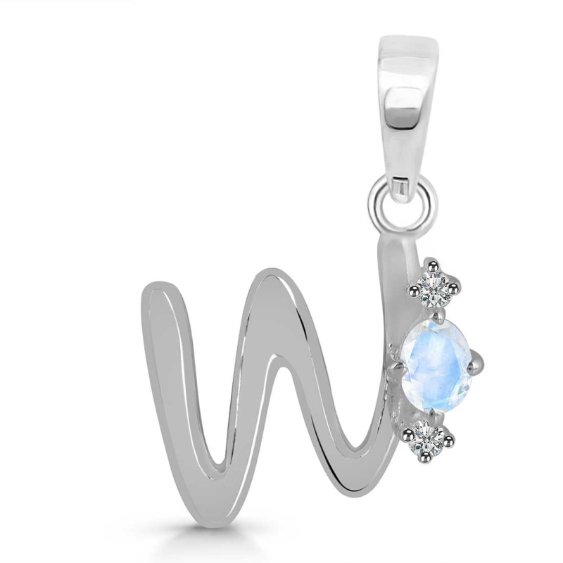 Moonstone & White Topaz Alphabet W Pendant RBM-RDA-23.