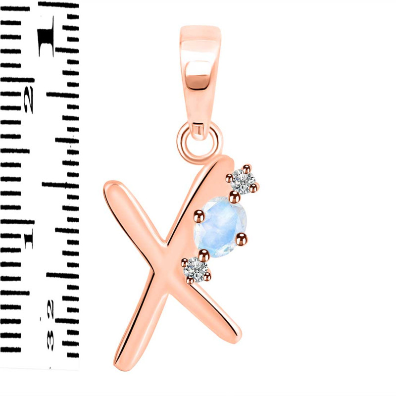 Moonstone & White Topaz Alphabet X Pendant RBM-RDA-24.
