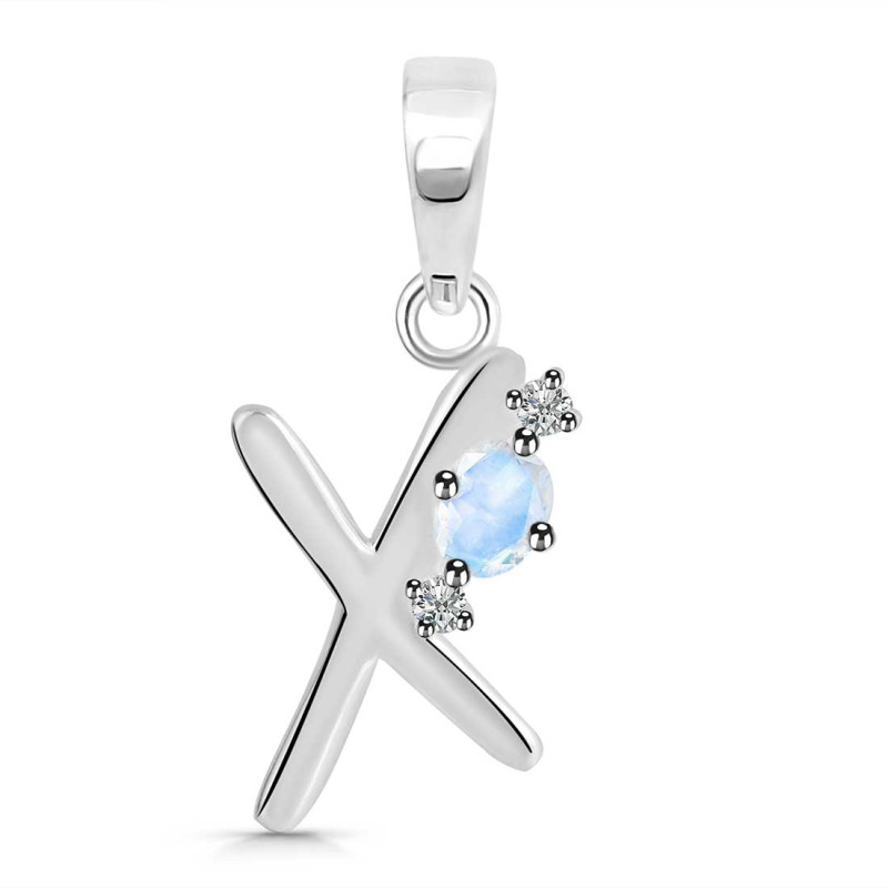 Moonstone & White Topaz Alphabet X Pendant RBM-RDA-24.