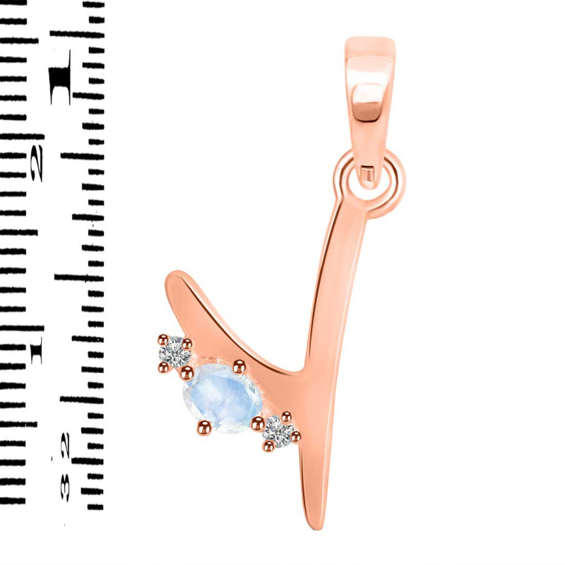 Moonstone & White Topaz Alphabet Y Pendant RBM-RDA-25.