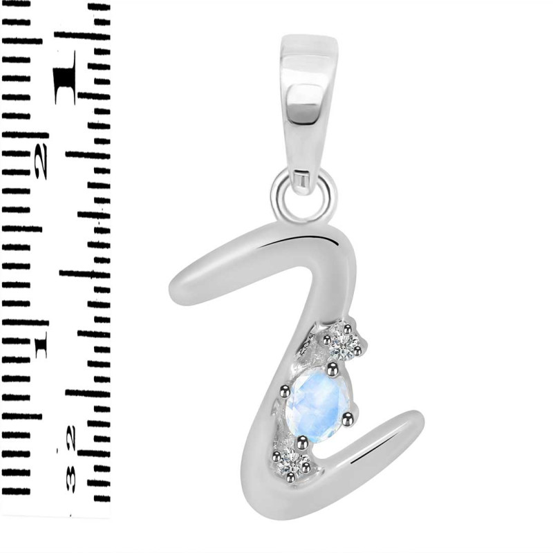 Moonstone & White Topaz Alphabet Z Pendant RBM-RDA-26.