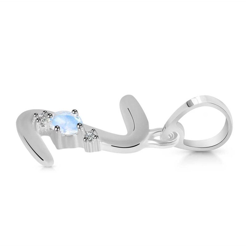 Moonstone & White Topaz Alphabet Z Pendant