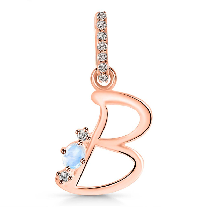 Moonstone & White Topaz Alphabet B Pendant RBM-RDA-28.