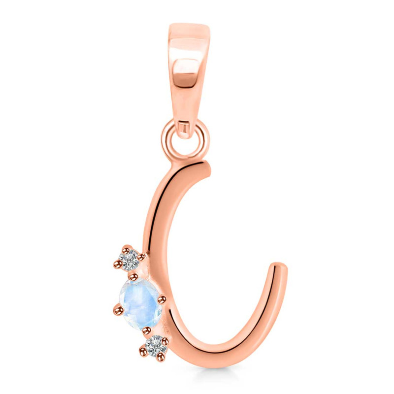 Moonstone & White Topaz Alphabet C Pendant RBM-RDA-3.